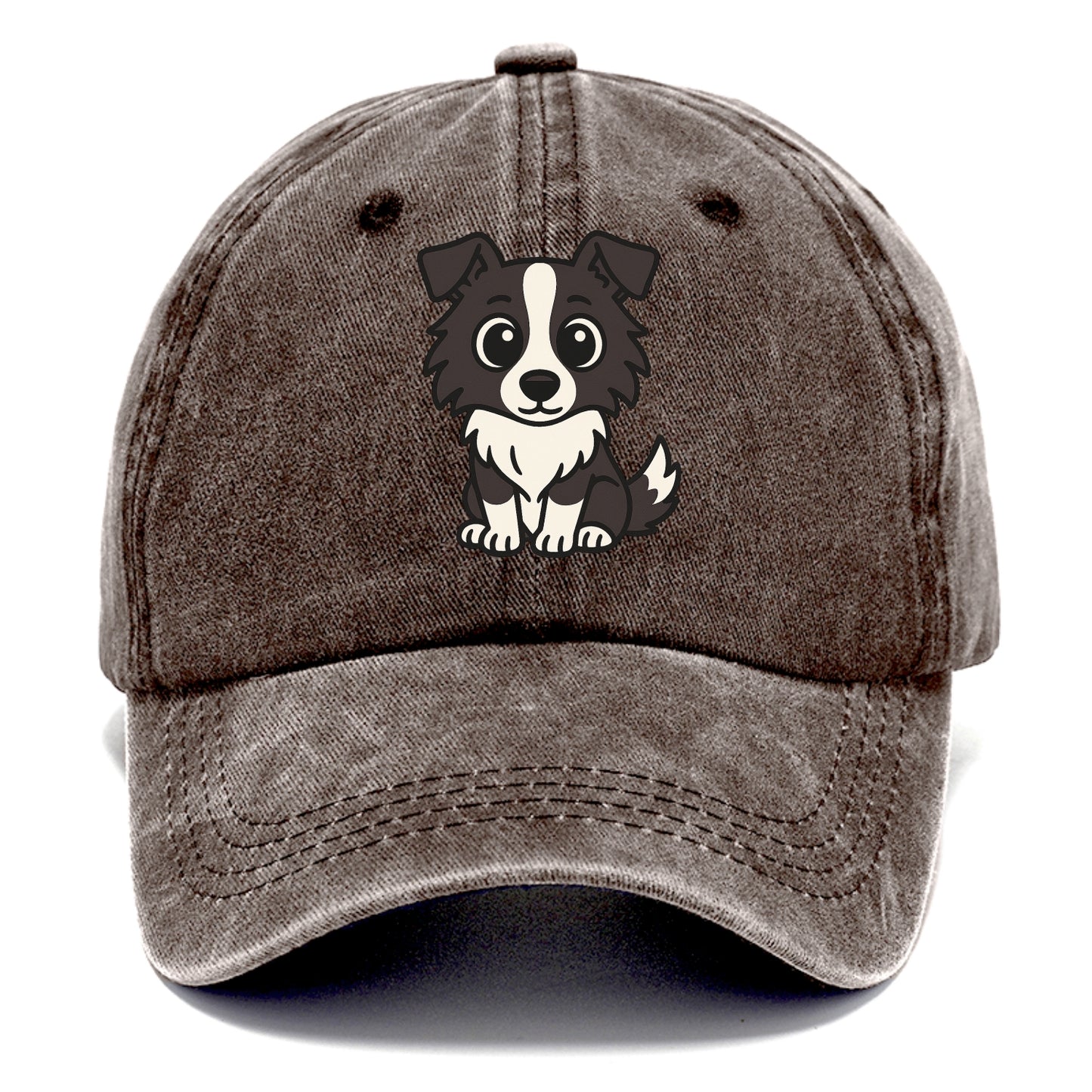 Border Collie - Intense stare sitting pose - Classic Cap - Brown