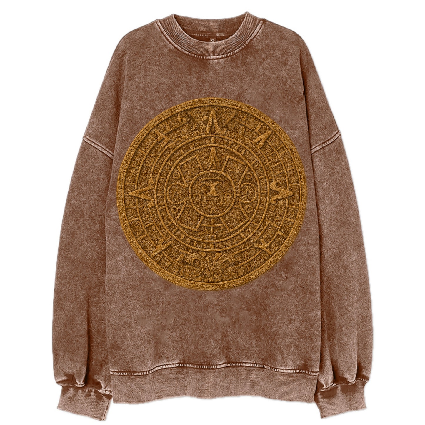 Aztec Calendar  - Vintage Sweatshirt - Brown