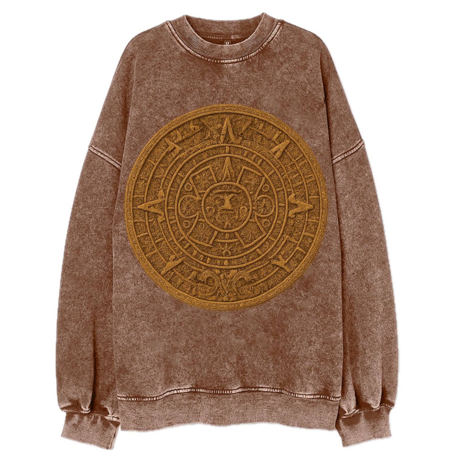 Aztec Calendar  - Vintage Sweatshirt - Brown