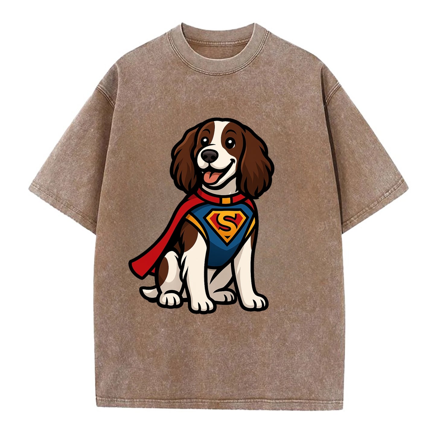 Springer Spaniel Friendly Hero  - Vintage T-shirt - Brown