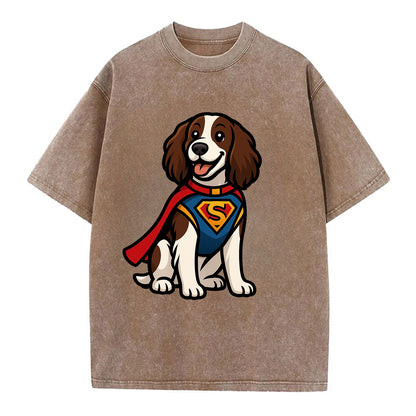 Springer Spaniel Friendly Hero  - Vintage T-shirt - Brown