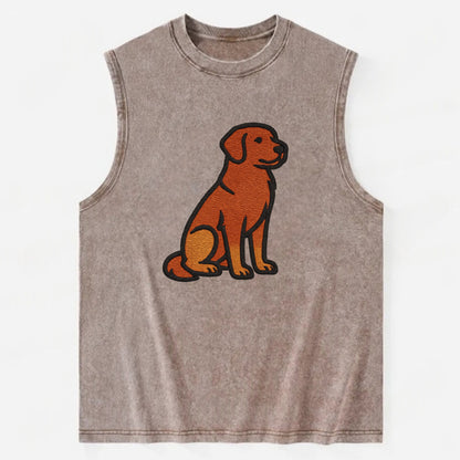 Nova Scotia Duck Tolling Retriever - Red embroidered pose - Vintage Washed Tank - Brown