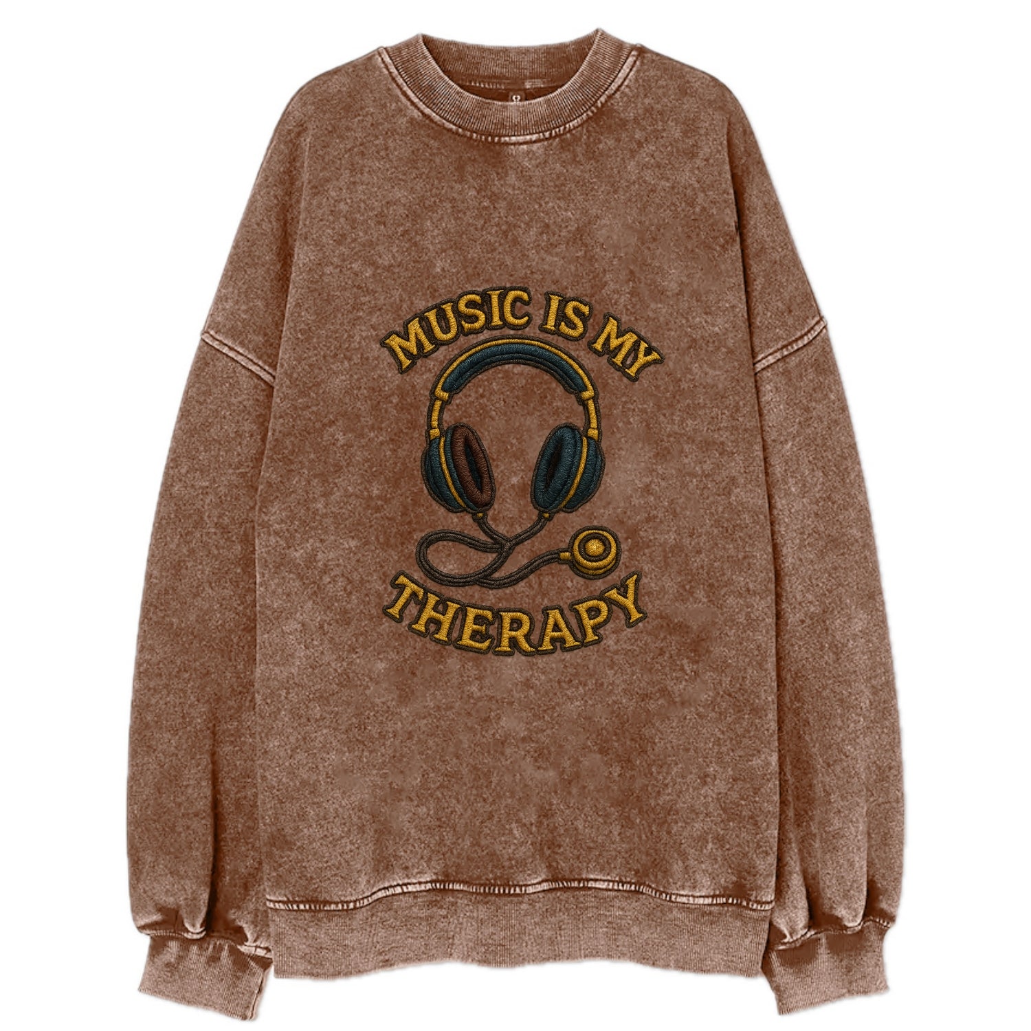 Music Is My Therapy  - Vintage Sweatshirt - Brown