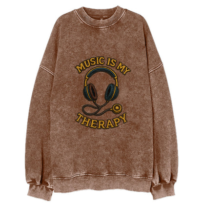 Music Is My Therapy  - Vintage Sweatshirt - Brown