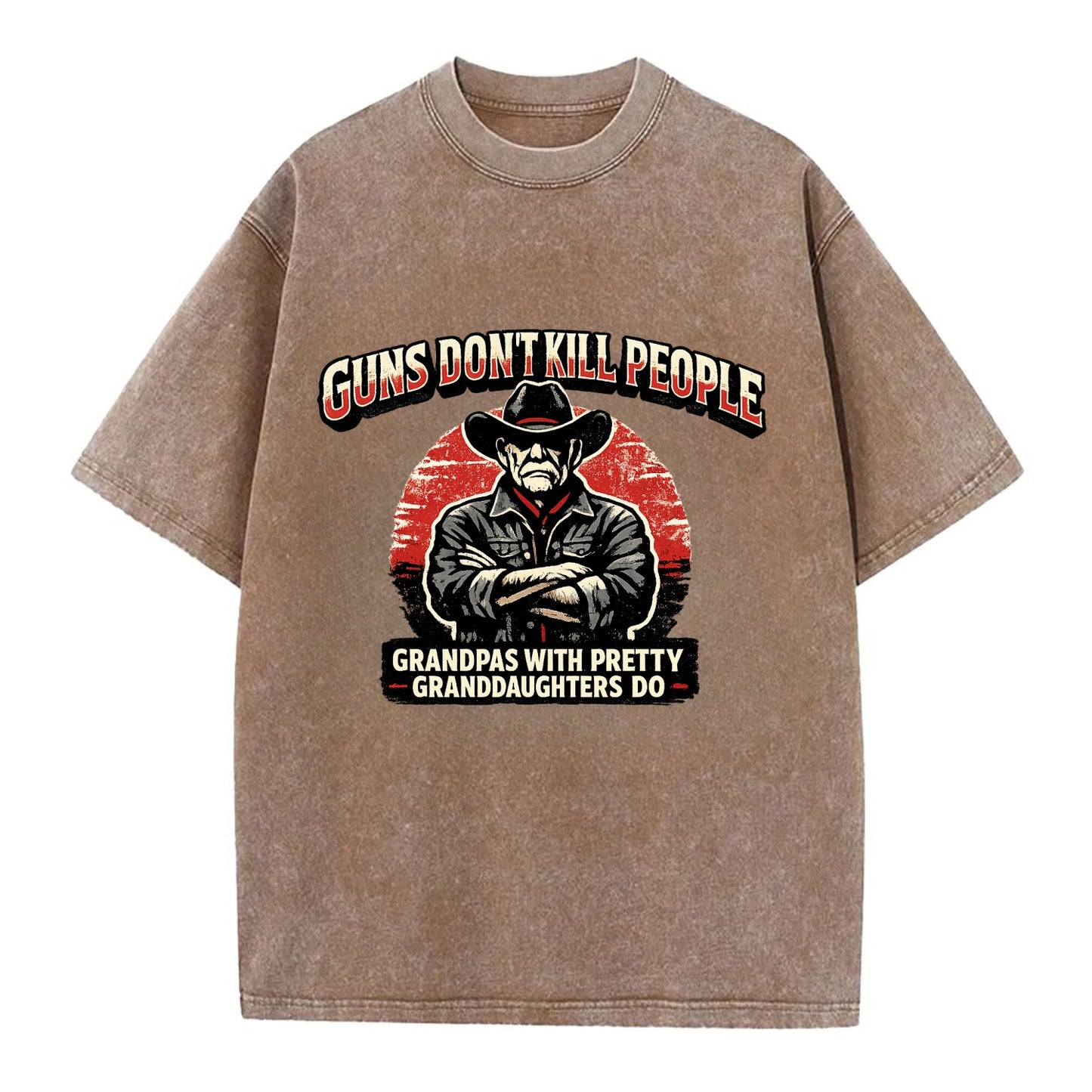 Grandpas Pretty Granddaughters - Cowboy - Vintage T-shirt - Brown