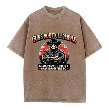 Grandpas Pretty Granddaughters - Cowboy - Vintage T-shirt - Brown