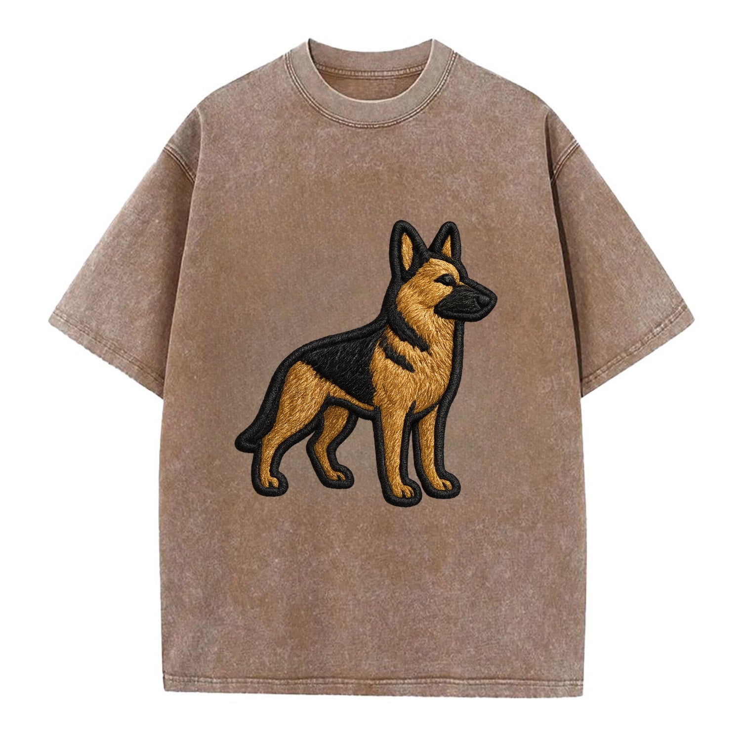 German Shepherd - Trendy minimal silhoue - Vintage T-shirt - Brown