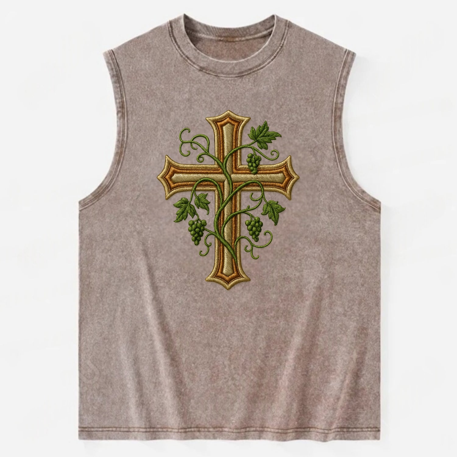 Vine Cross  - Vintage Washed Tank - Brown