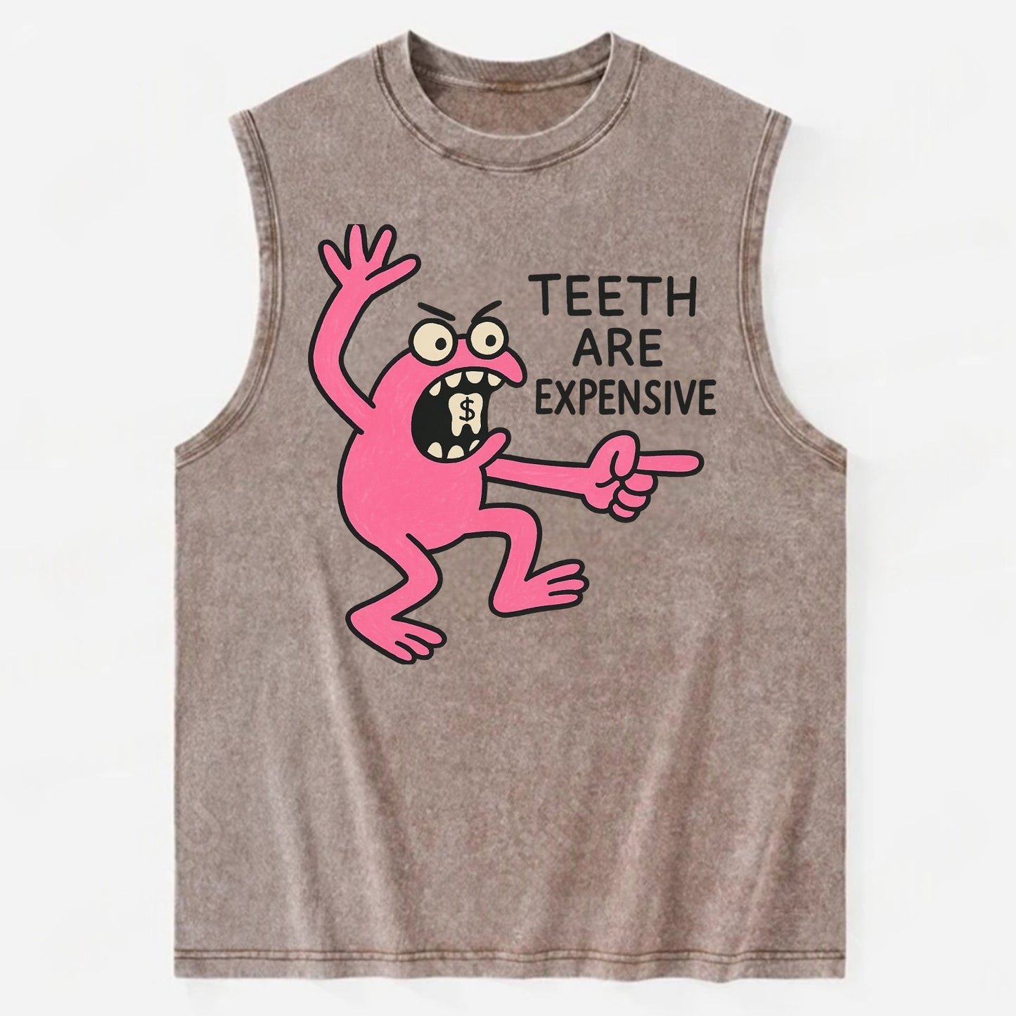 TEETH ARE EXPENSIVE | Dollar sign molar - Vintage Washed Tank - Brown
