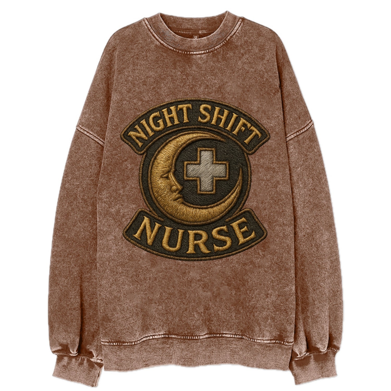 Night Shift Nurse  - Vintage Sweatshirt - Brown