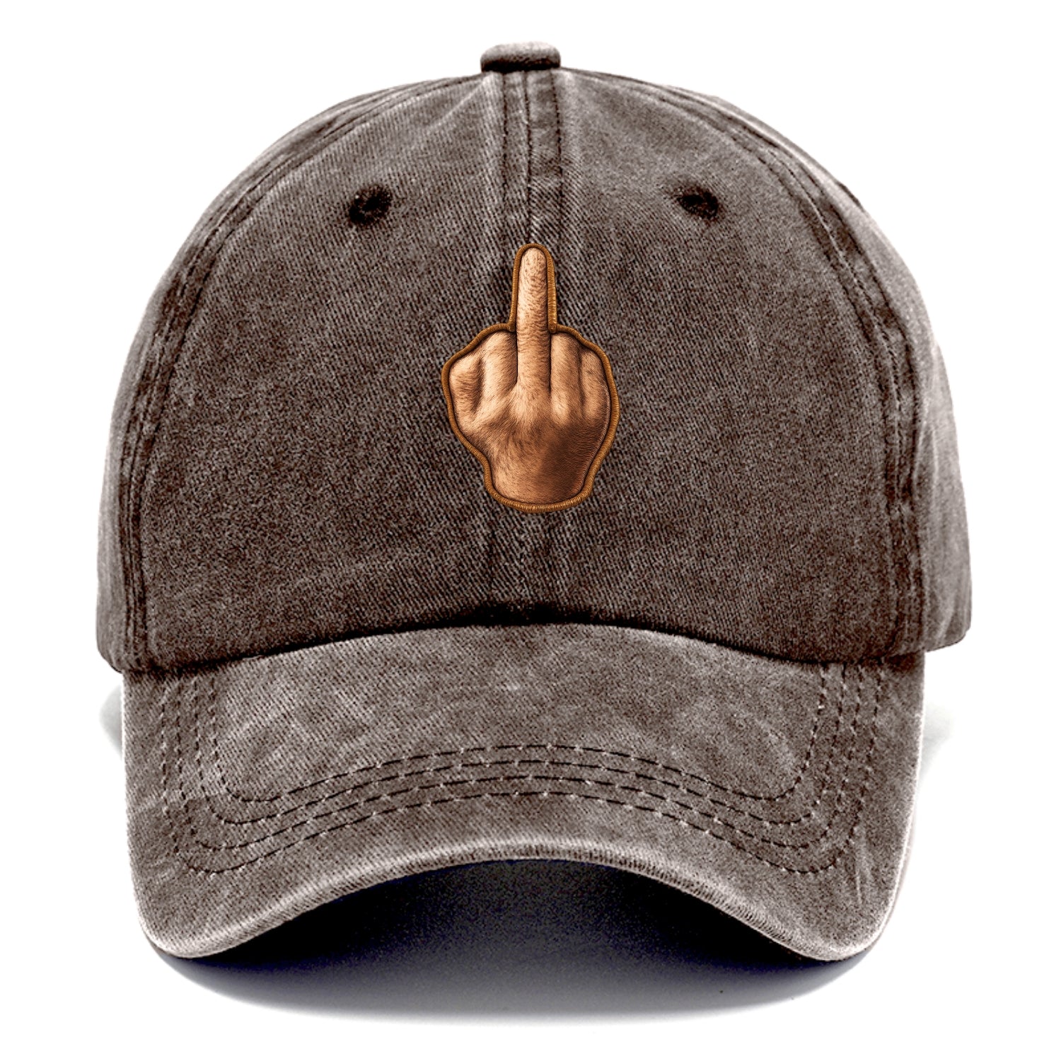 MIDDLE FINGER - hand gesture in skin tone , attitude - Classic Cap - Brown