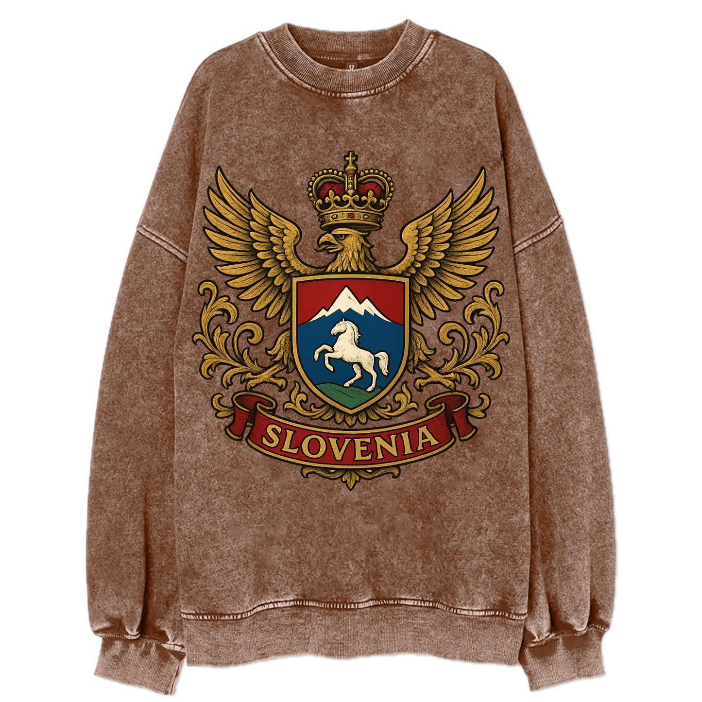 Slovenia Heritage Badge  - Vintage Sweatshirt - Brown
