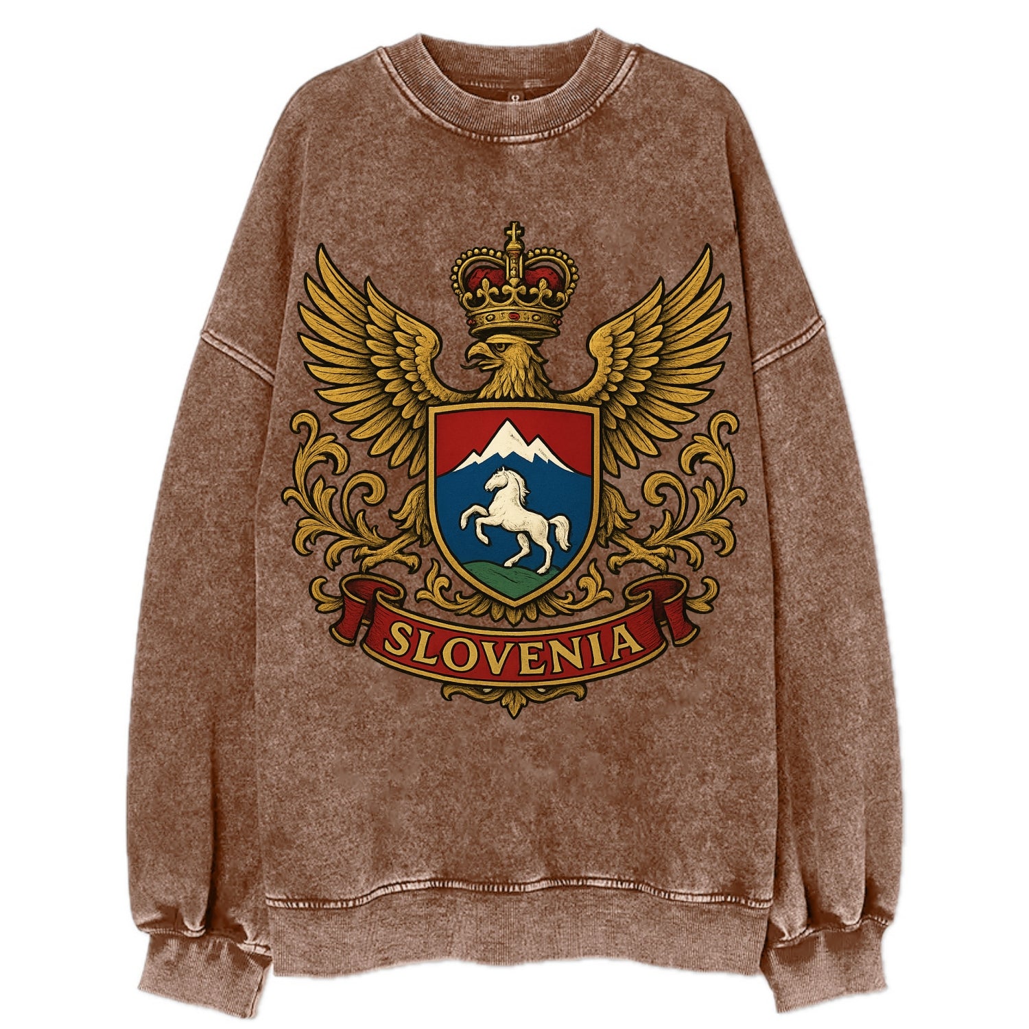 Slovenia Heritage Badge  - Vintage Sweatshirt - Brown