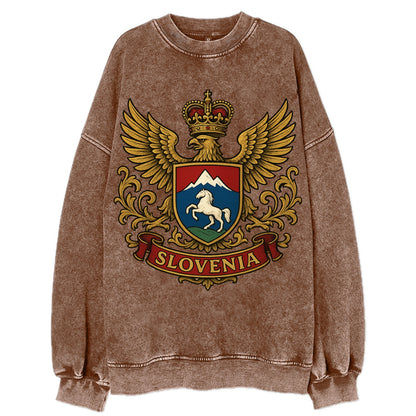 Slovenia Heritage Badge  - Vintage Sweatshirt - Brown