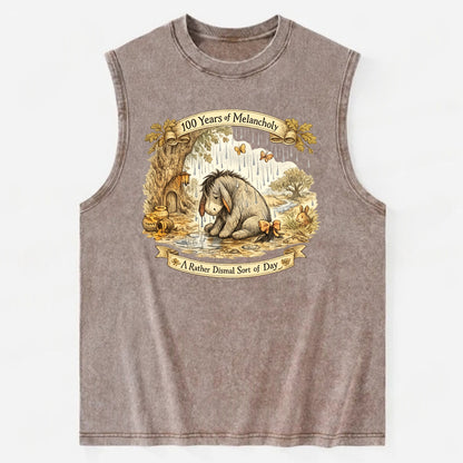 GLOOMY GLEN | Droopy figure in rain | Tattered tail bow | Pessimistic poetry - Vintage Washed Tank - Brown
