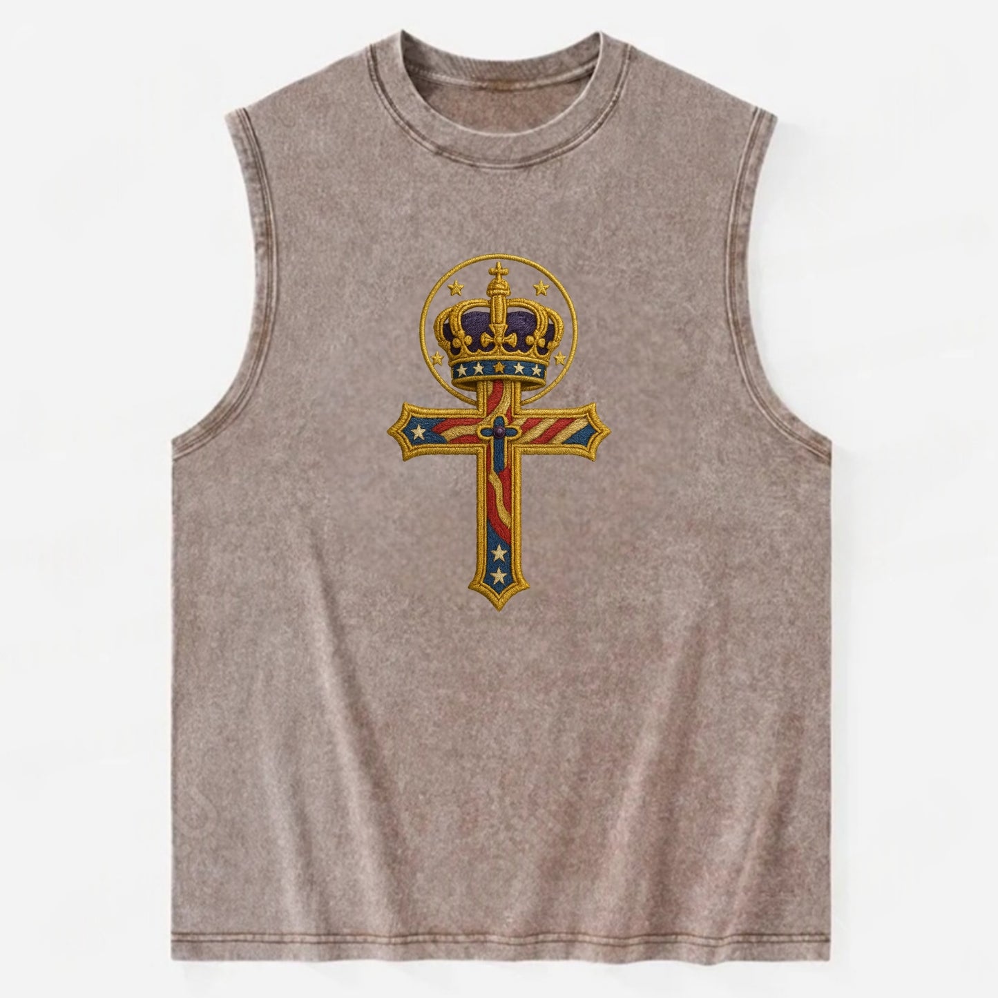 Cross and Crown  - Vintage Washed Tank - Brown