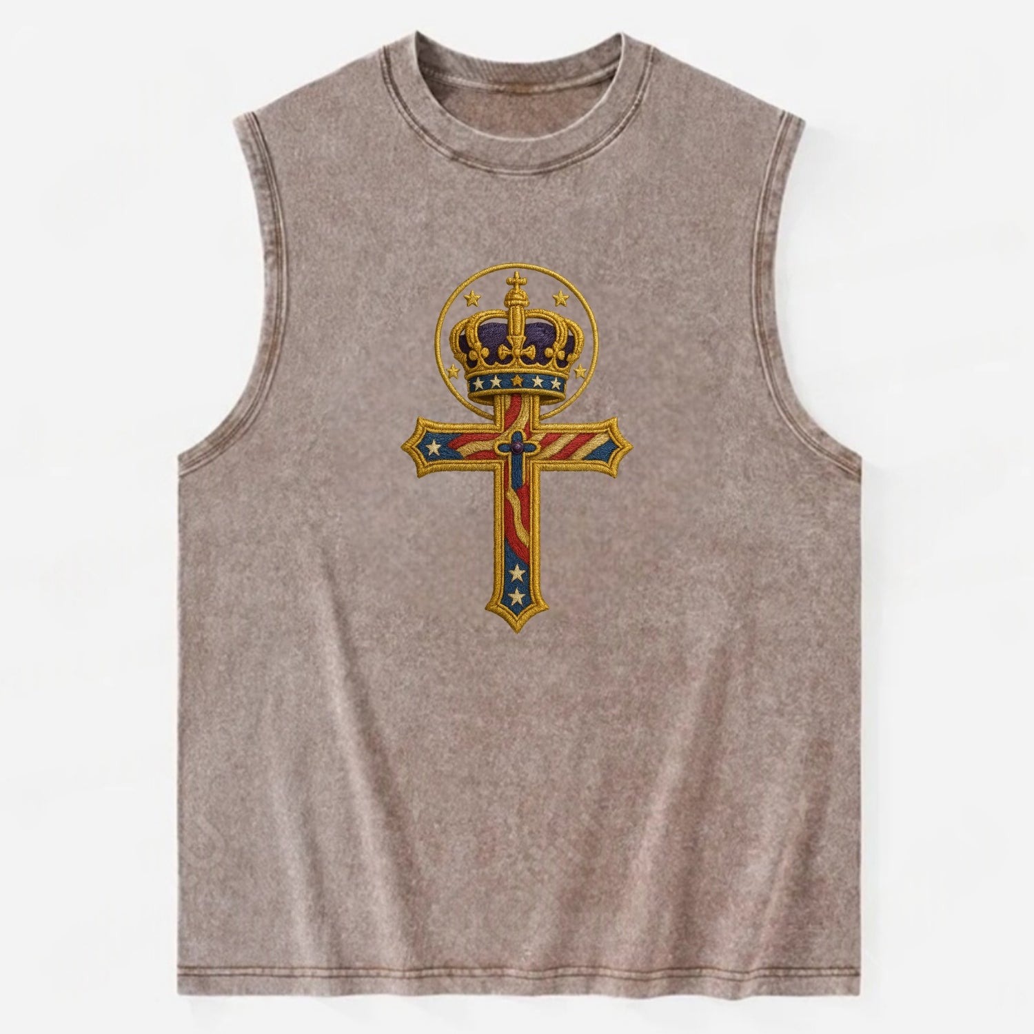 Cross and Crown  - Vintage Washed Tank - Brown