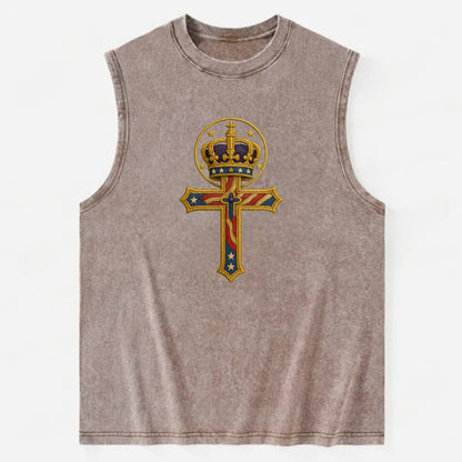 Cross and Crown  - Vintage Washed Tank - Brown
