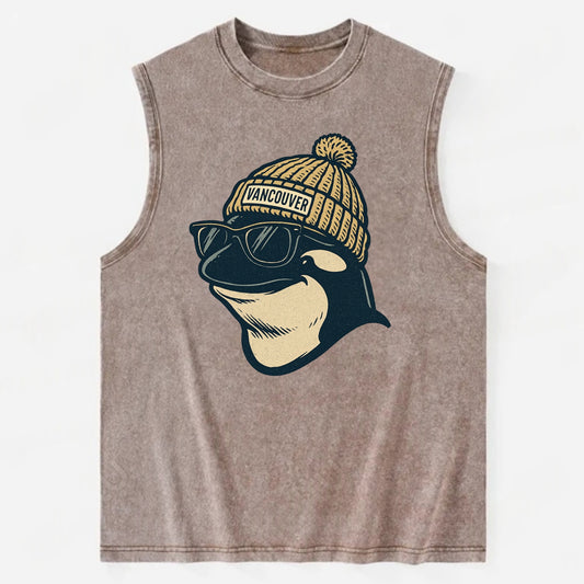 Vancouver Orca wearing Vancouver beanie - Vintage Washed Tank - Brown