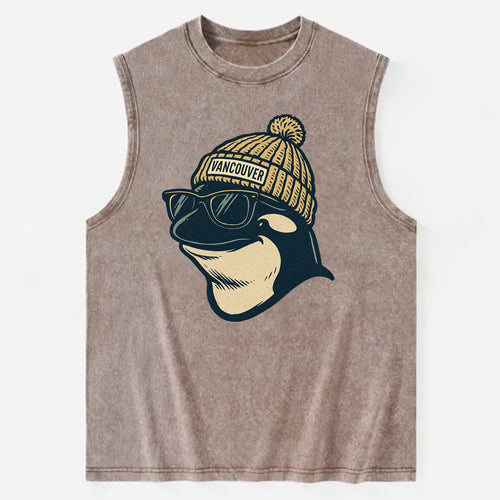 Vancouver Orca wearing Vancouver beanie - Vintage Washed Tank