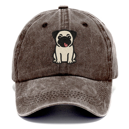 Pug - Tilted head with tongue out - Classic Cap - Brown