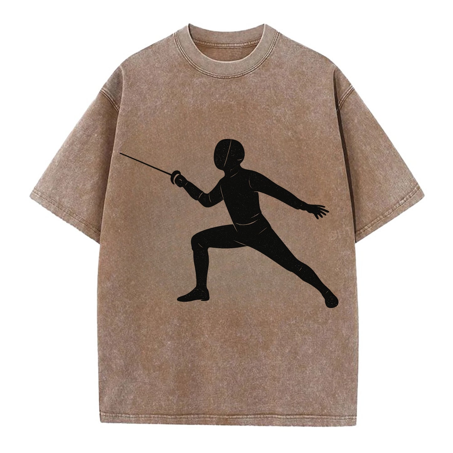 Fencer in lunge position - Vintage T-shirt - Brown