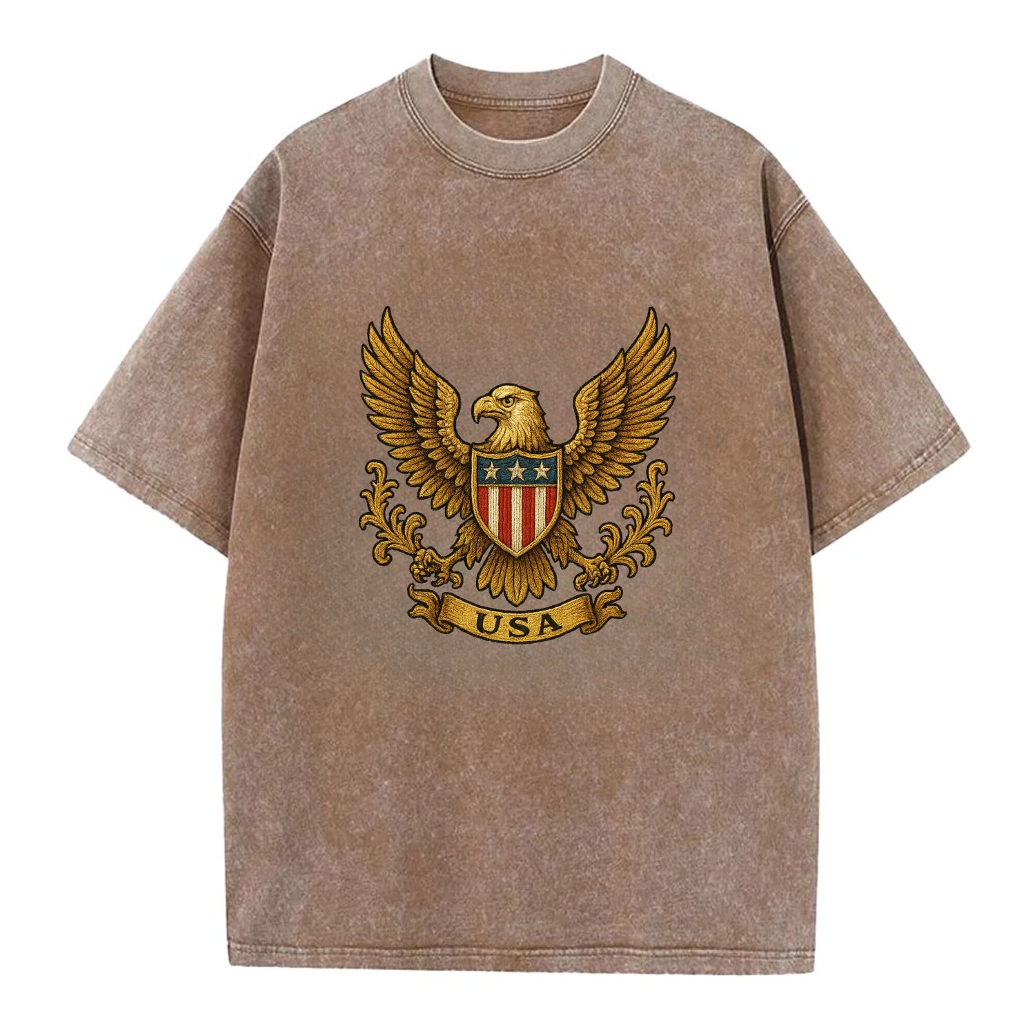 Usa Heritage Eagle 3 - Vintage T-shirt - Brown