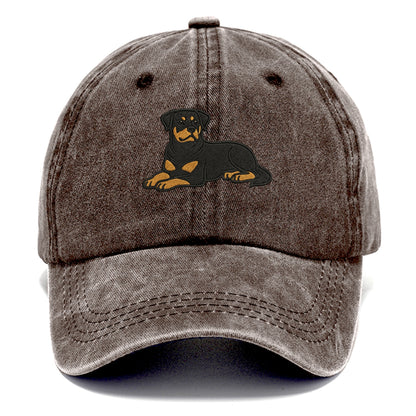 Rottweiler - Black and tan relaxed lying Classic Cap - Brown