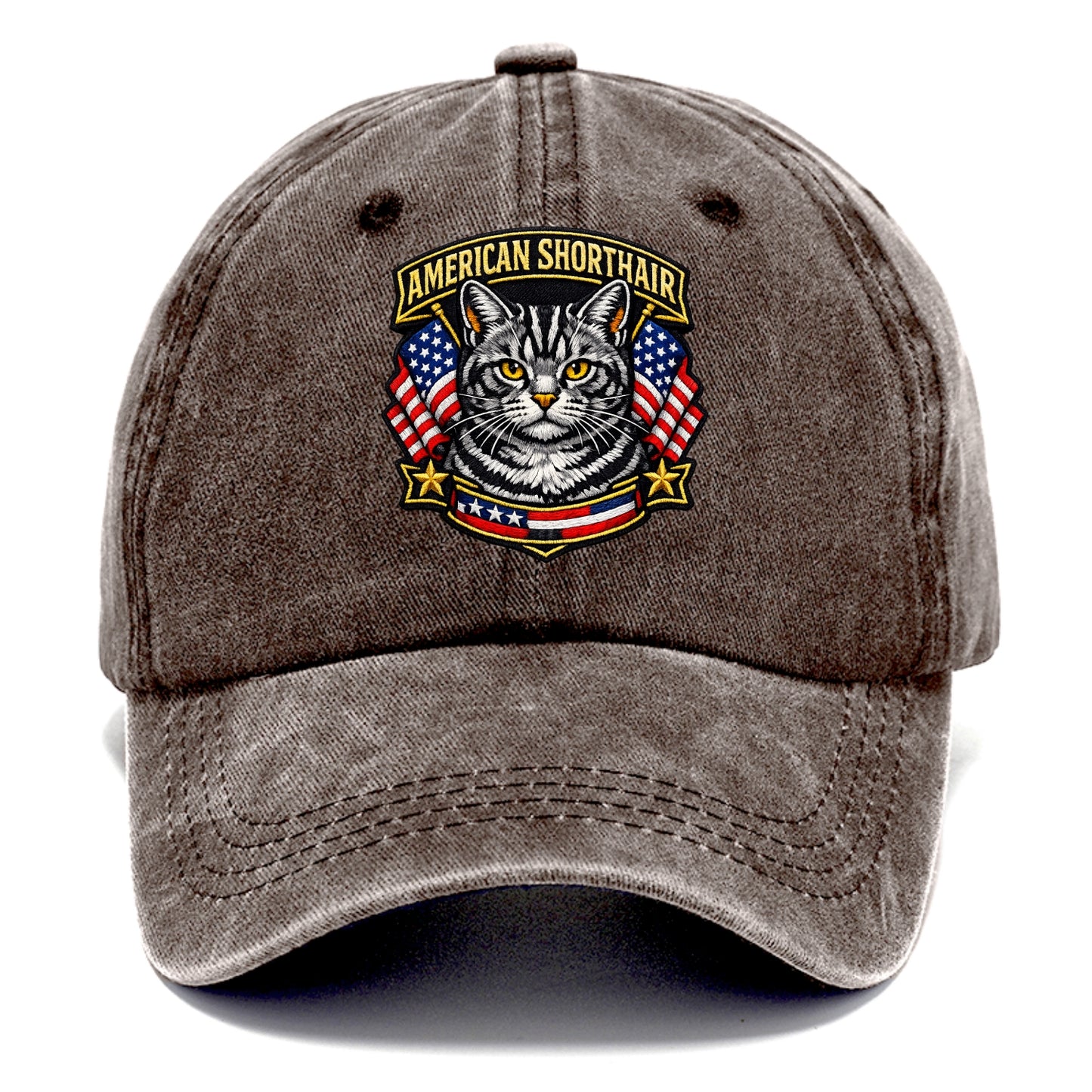 AMERICAN SHORTHAIR - classic american cat in silver tabby , all-American cat - Classic Cap - Brown