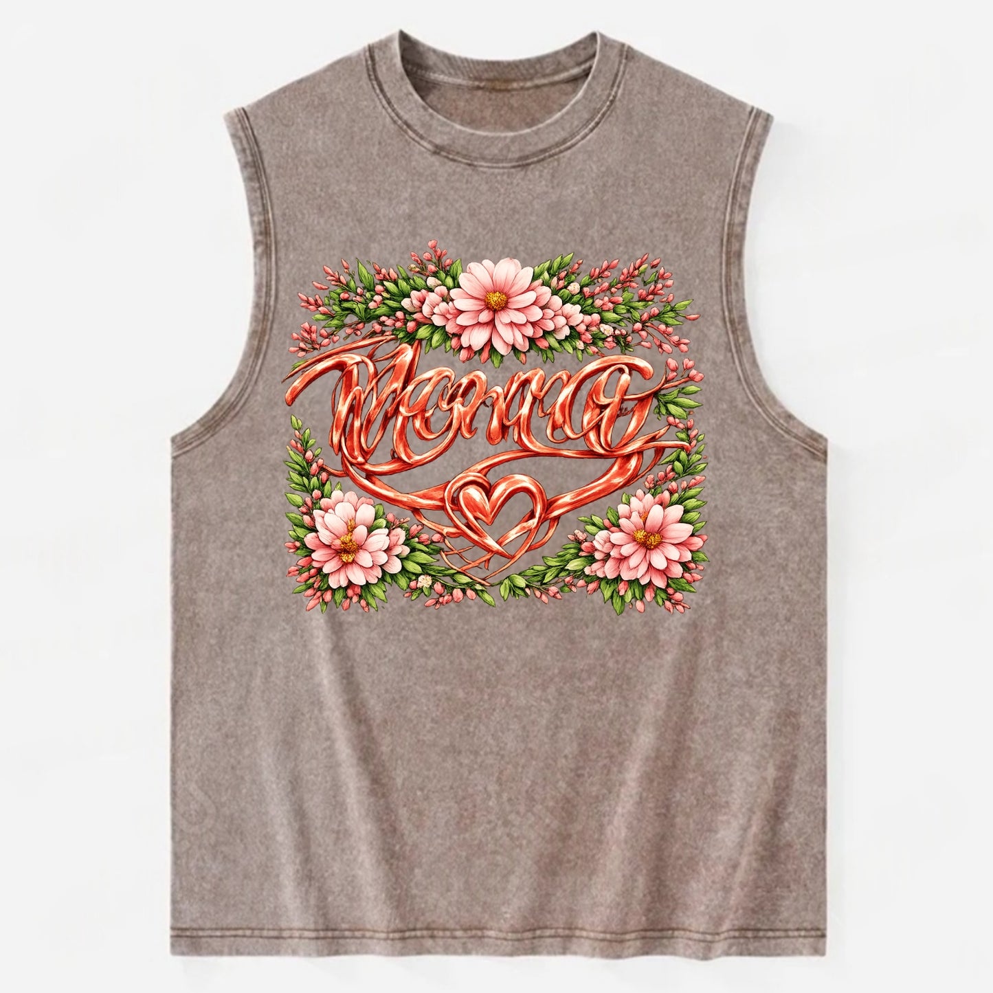 Mama Script - Vintage Washed Tank - Brown
