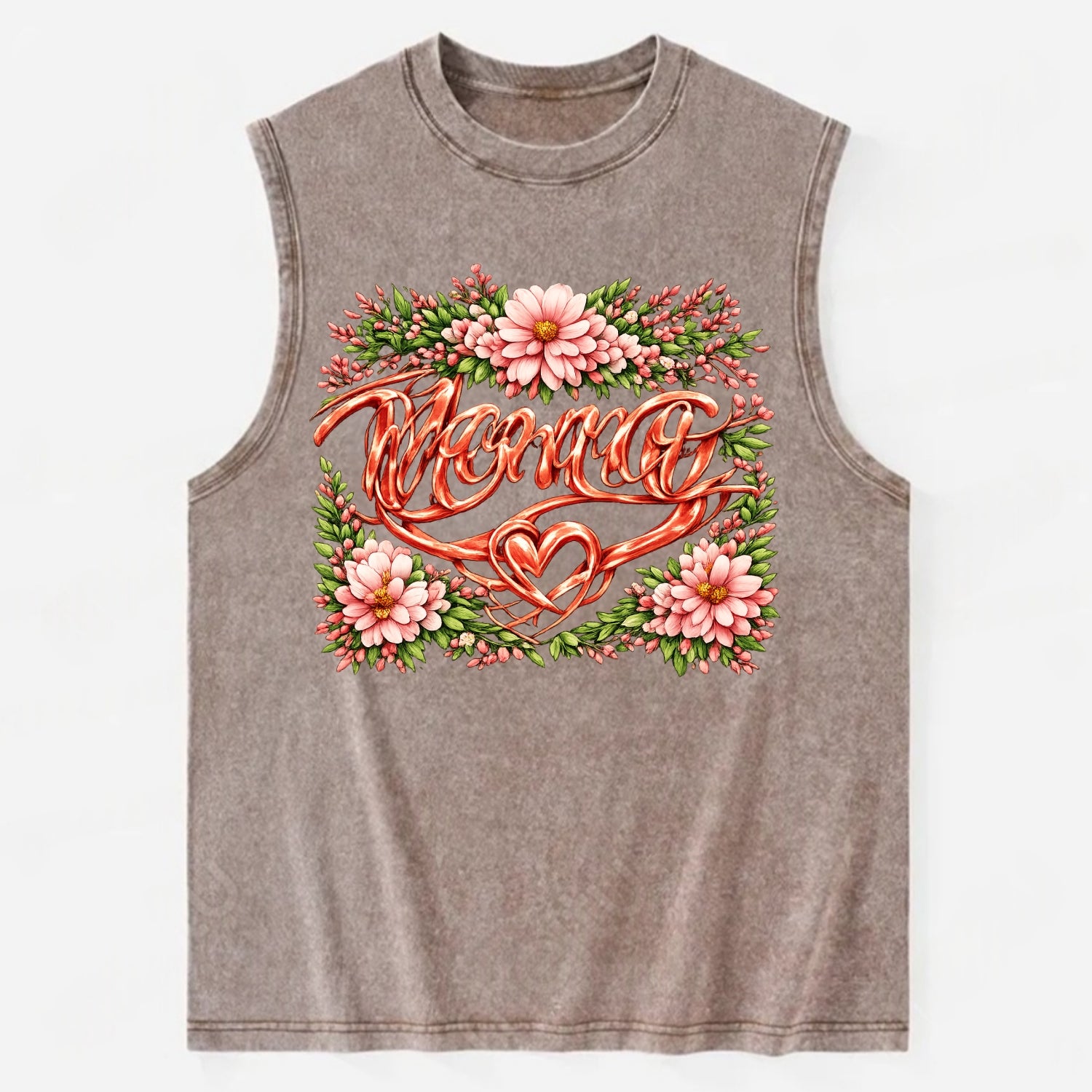 Mama Script - Vintage Washed Tank - Brown
