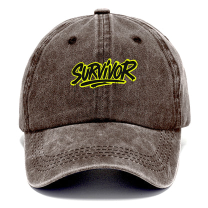 Bold typography design - "SURVIVOR" - overcomer, still standing, made it through - Classic Cap - Brown
