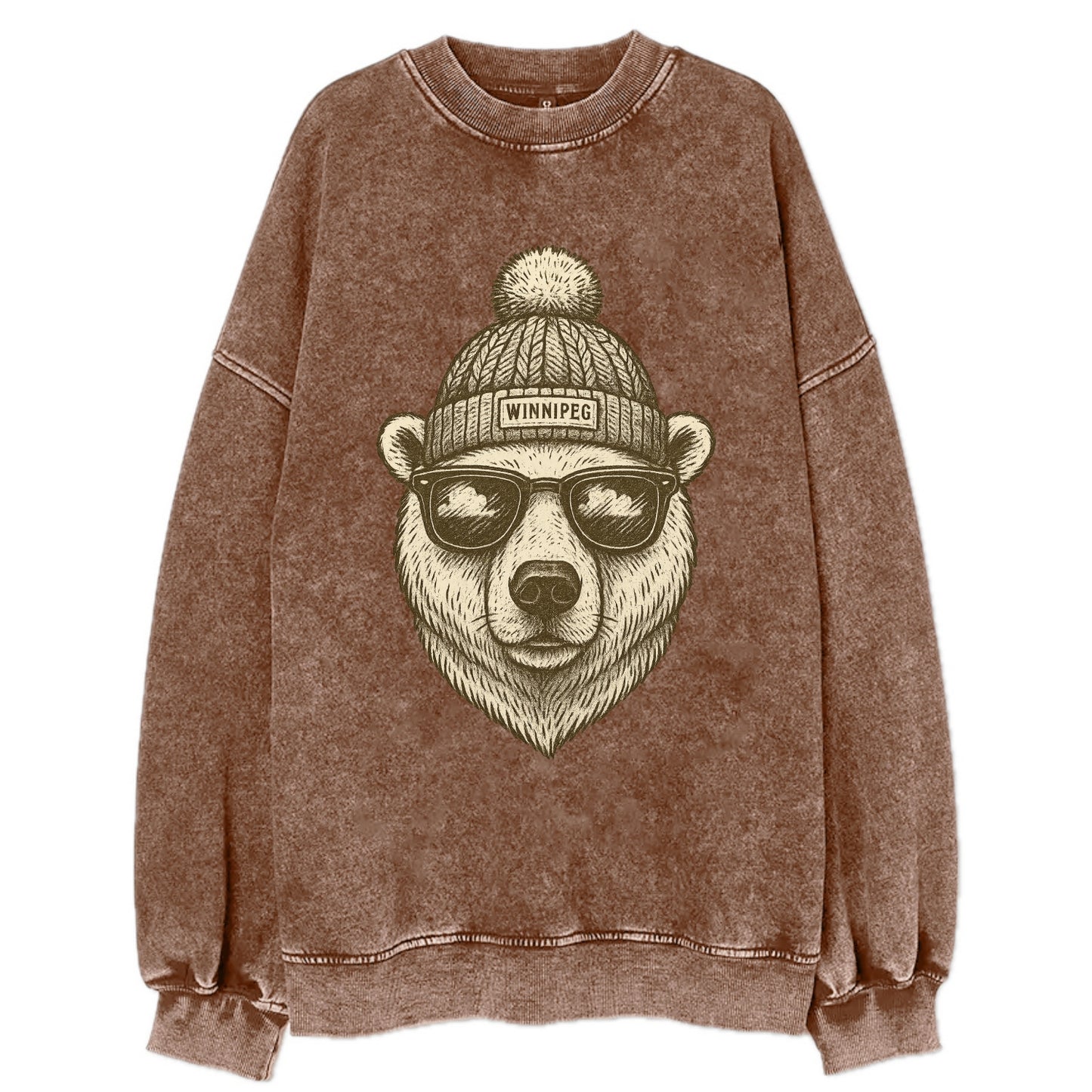 Winnipeg Polar Bear wearing Winnipeg bea - Vintage Sweatshirt - Brown