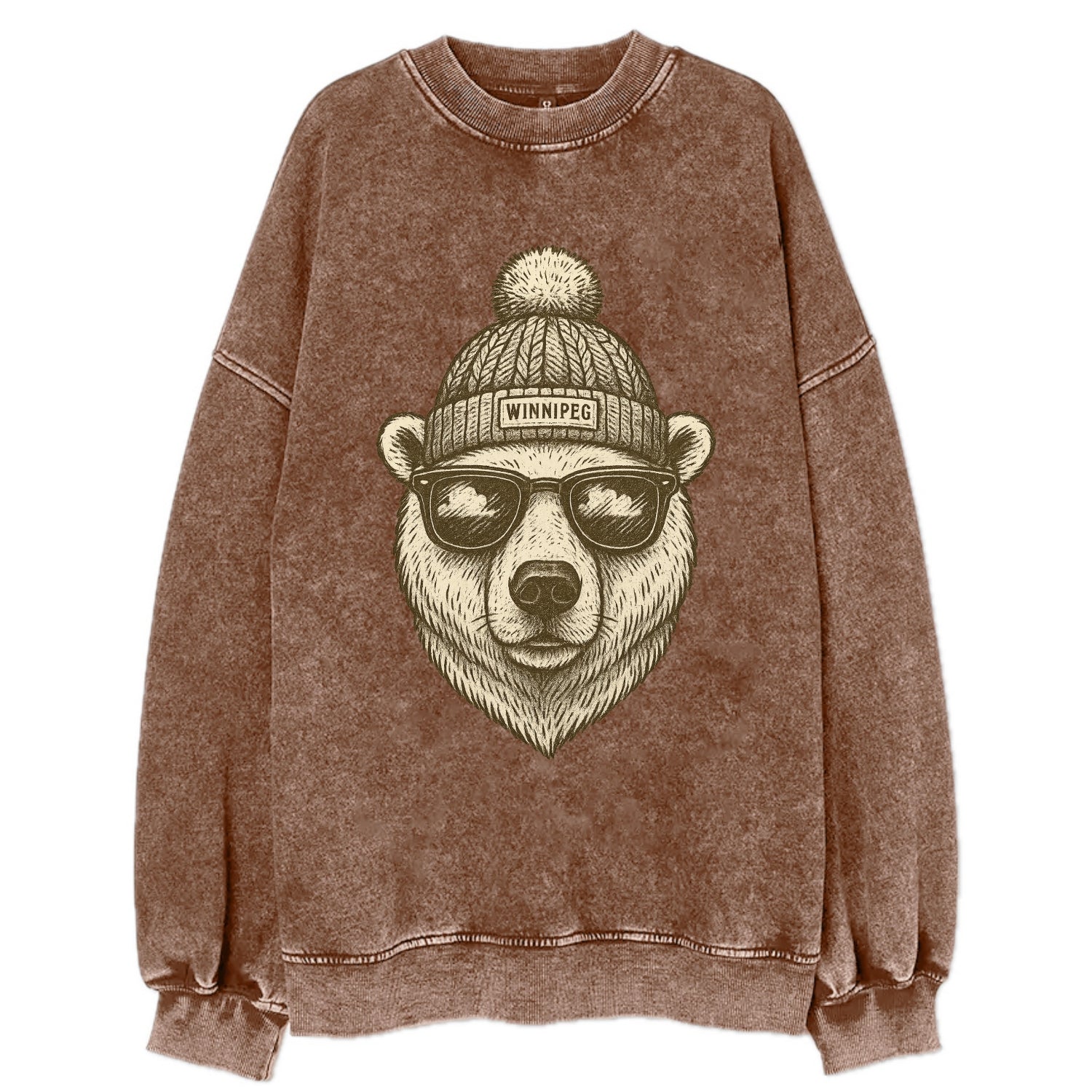 Winnipeg Polar Bear wearing Winnipeg bea - Vintage Sweatshirt - Brown