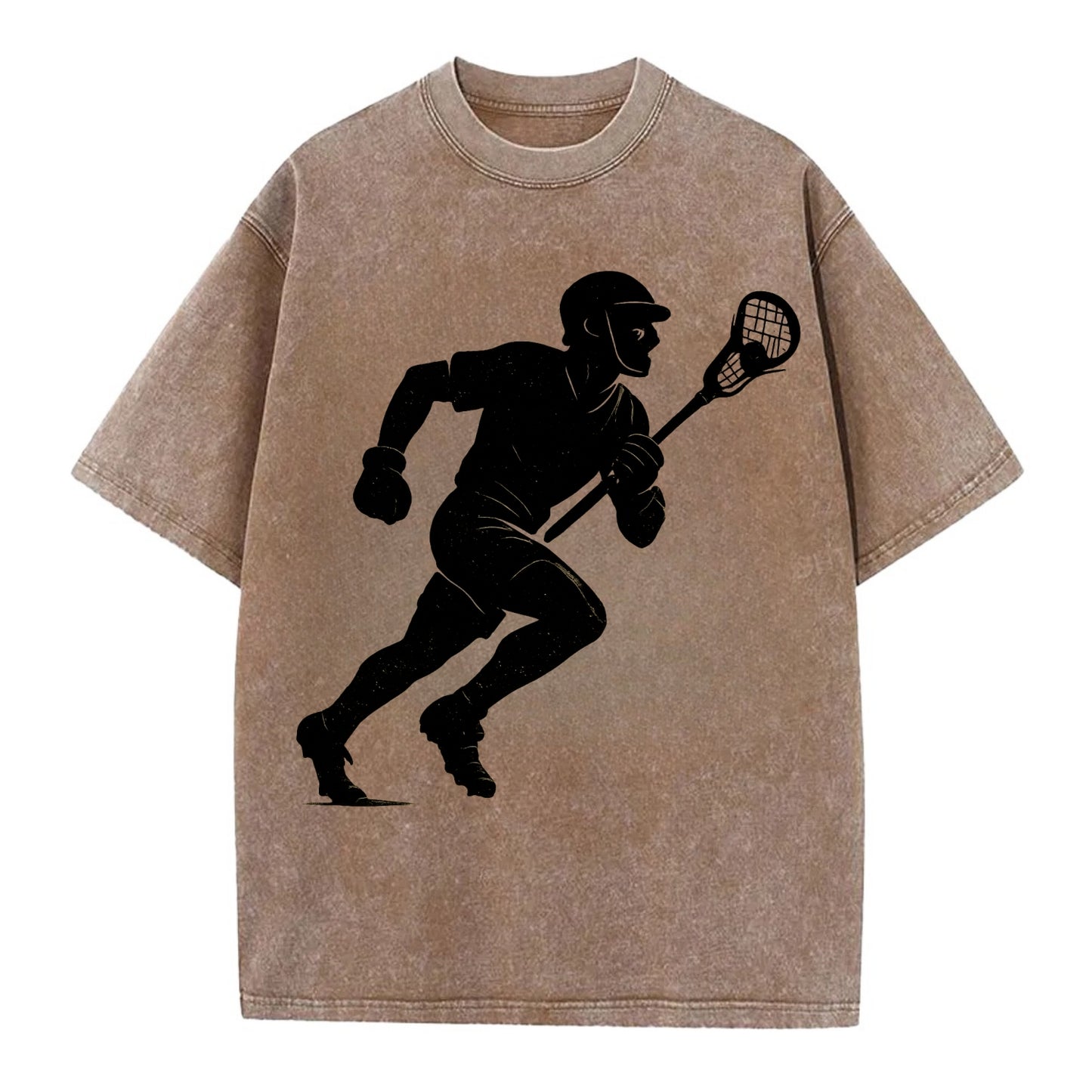 Lacrosse player cradling and running - Vintage T-shirt - Brown