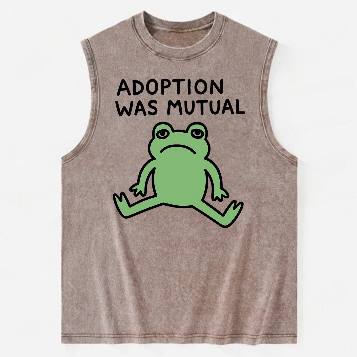 ADOPTION WAS MUTUAL | Animal choosing human - Vintage Washed Tank - Brown