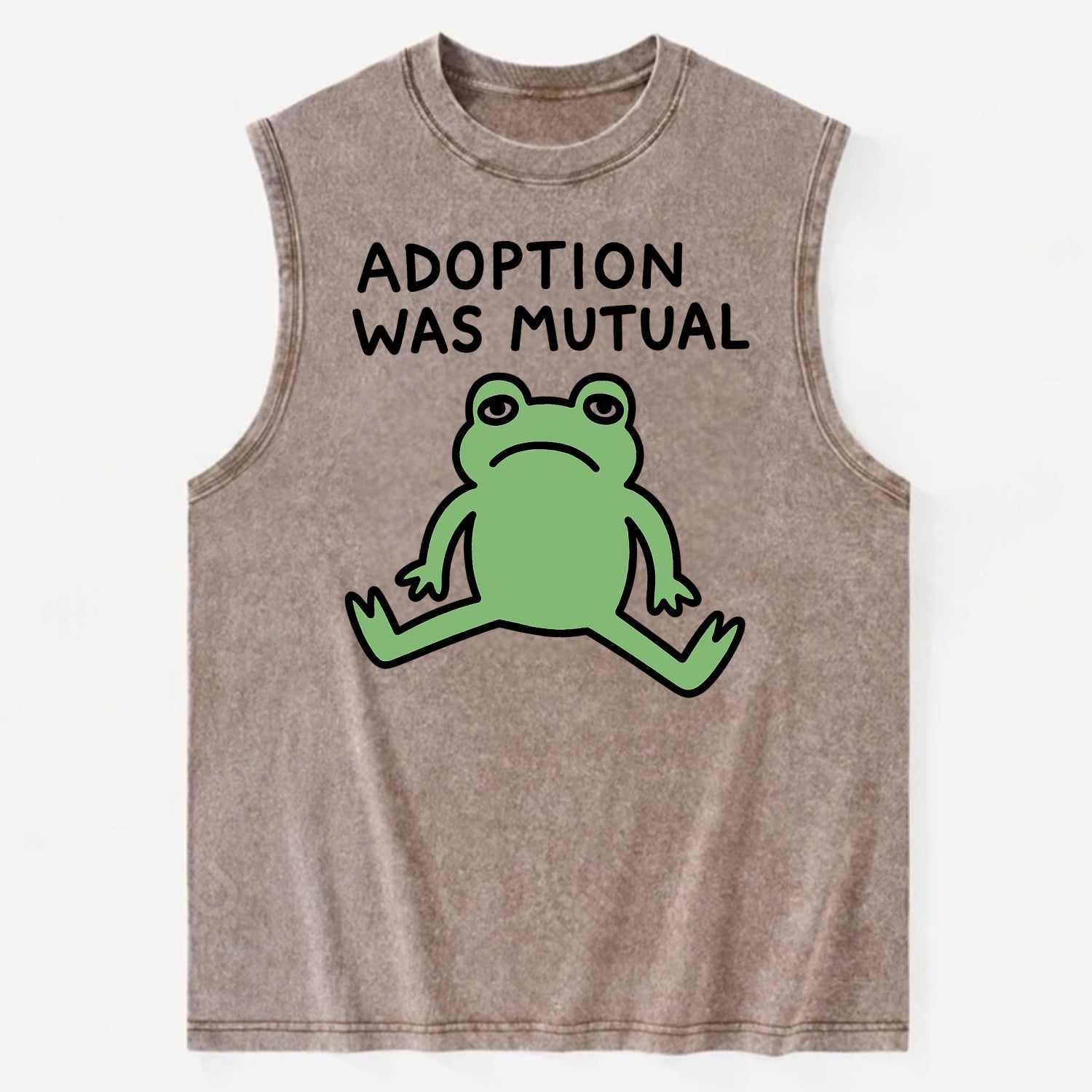 ADOPTION WAS MUTUAL | Animal choosing human - Vintage Washed Tank - Brown