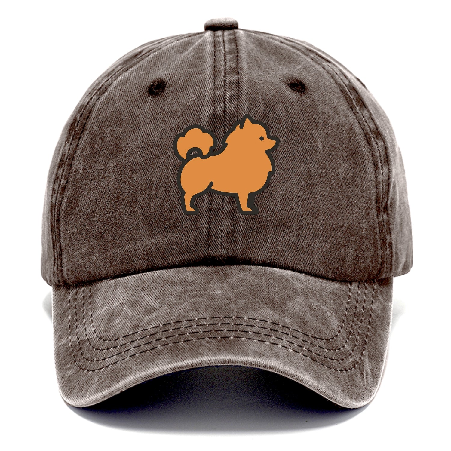 Pomeranian - Orange fluffy flat side profile - Classic Cap - Brown