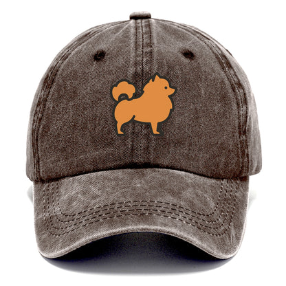 Pomeranian - Orange fluffy flat side profile - Classic Cap - Brown