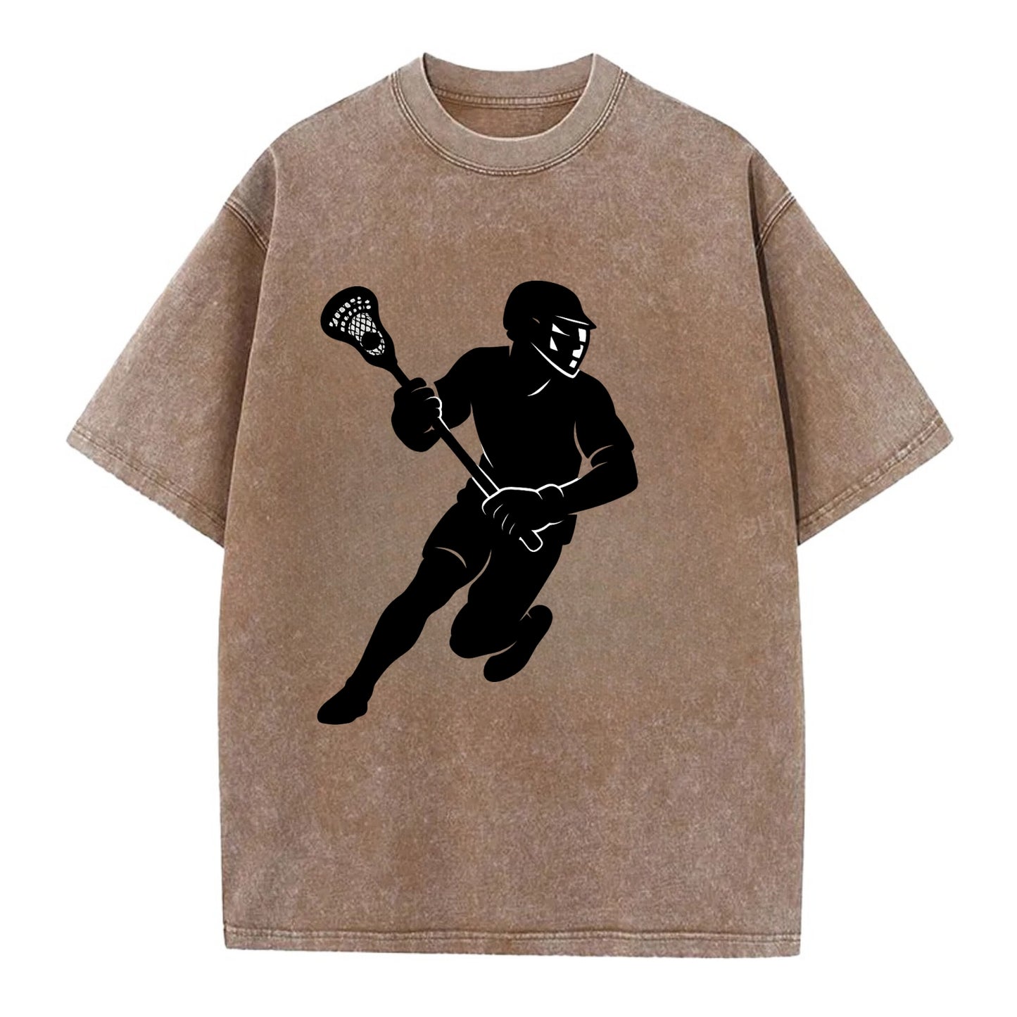 Lacrosse player cradling stick - Vintage T-shirt - Brown