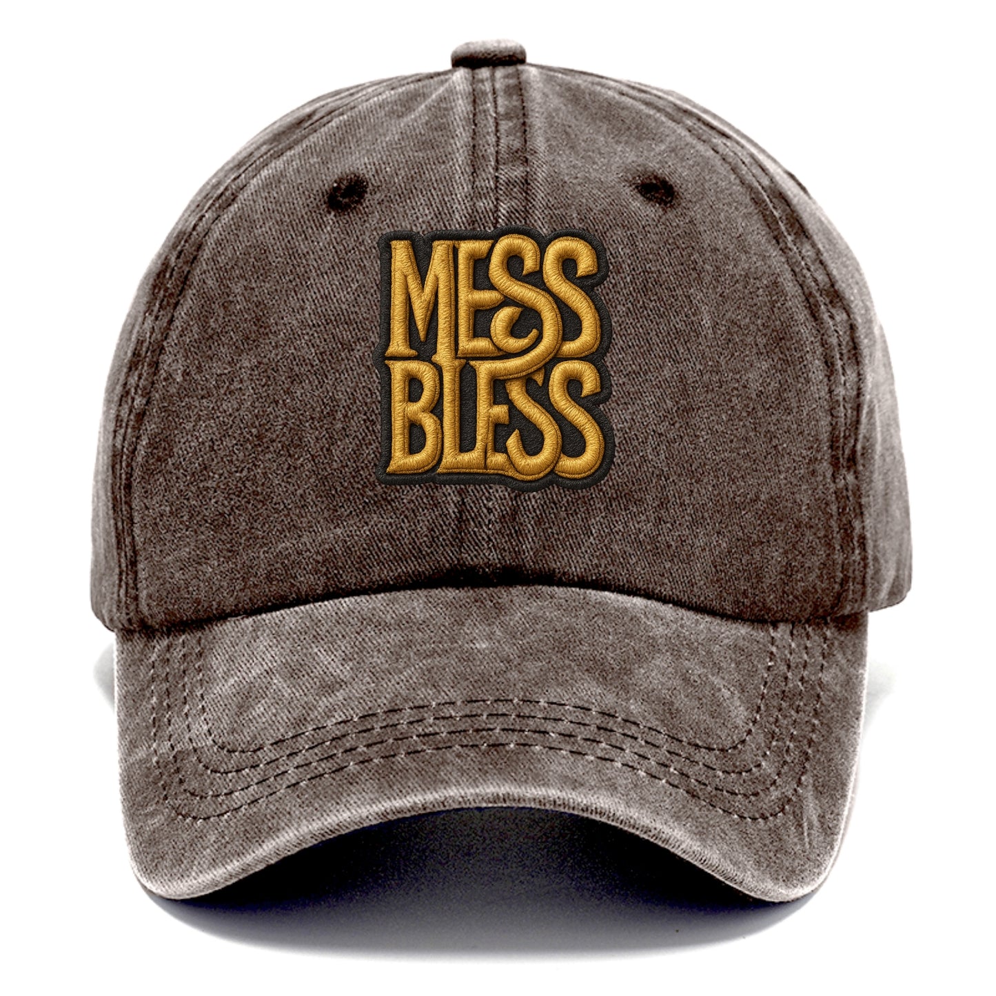 MESS;BLESS UP Gold Metallic Visor - Classic Cap - Brown
