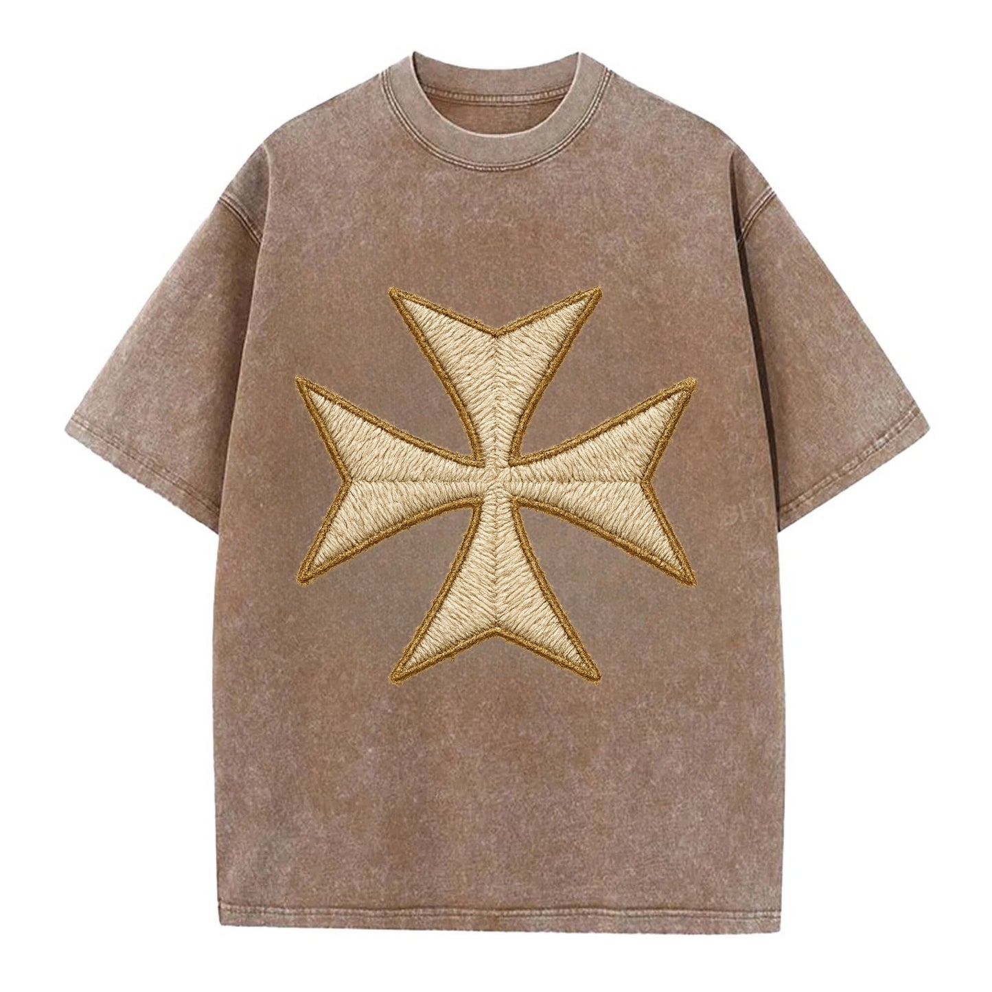 Hospitaller Cross  - Vintage T-shirt - Brown