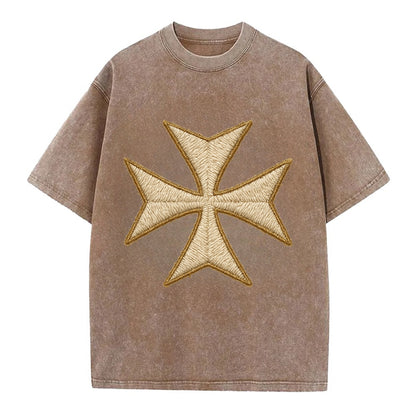 Hospitaller Cross  - Vintage T-shirt - Brown