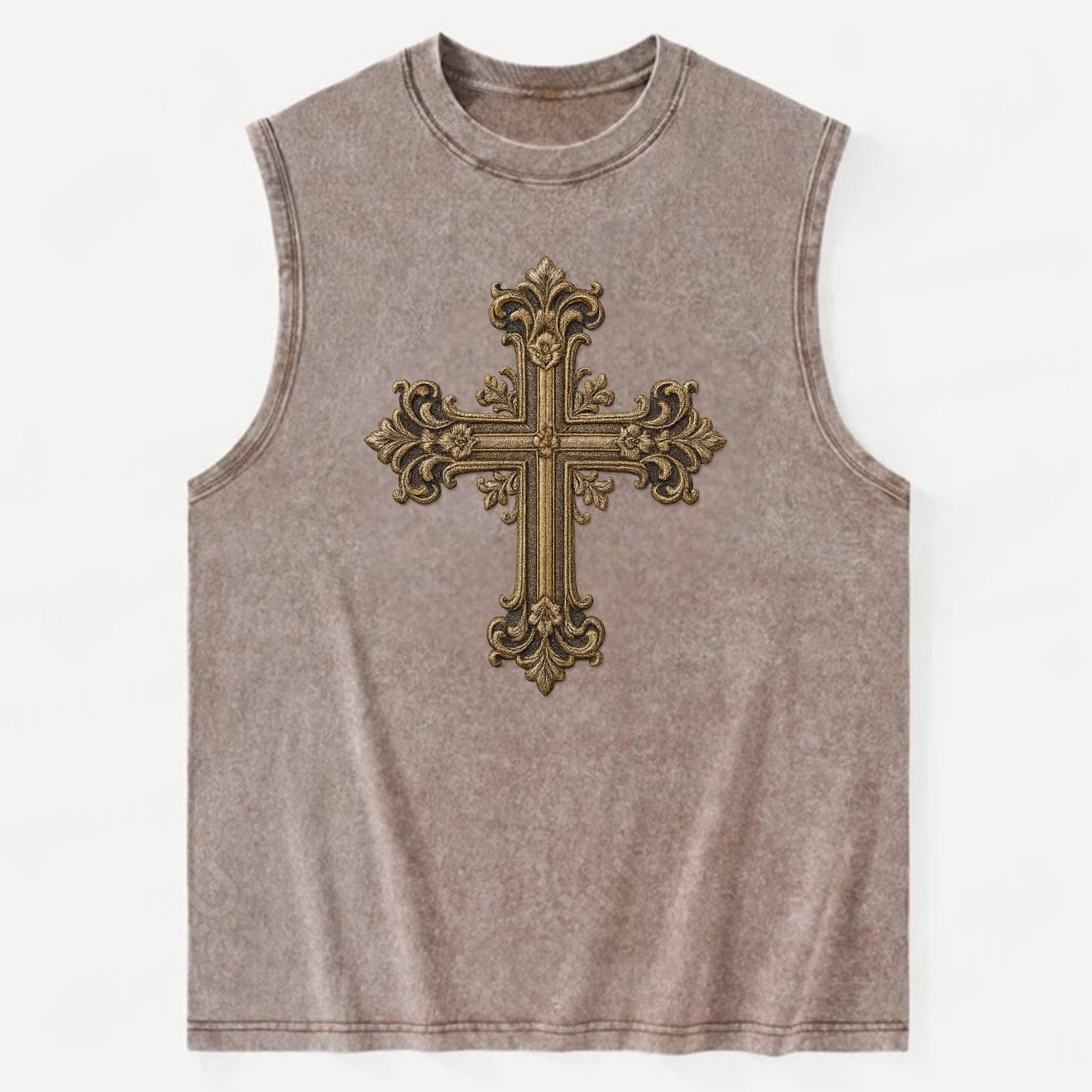 Victorian Cross  - Vintage Washed Tank - Brown