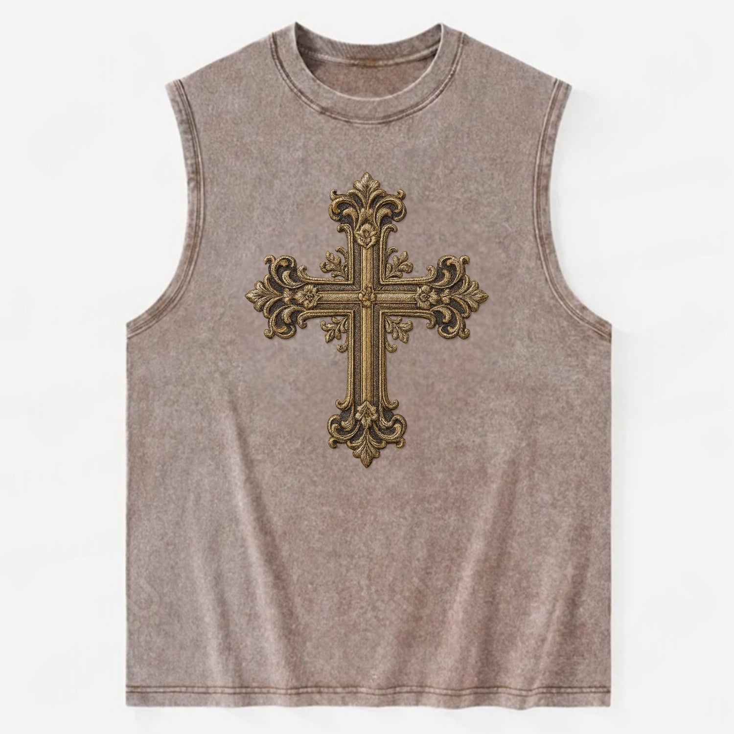 Victorian Cross  - Vintage Washed Tank - Brown