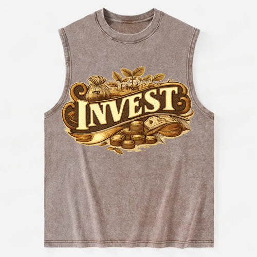 Bold typography design - INVEST - growing money, smart decisions - Vintage Washed Tank