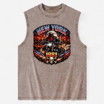New York 1981 Biker - Vintage Washed Tank - Brown