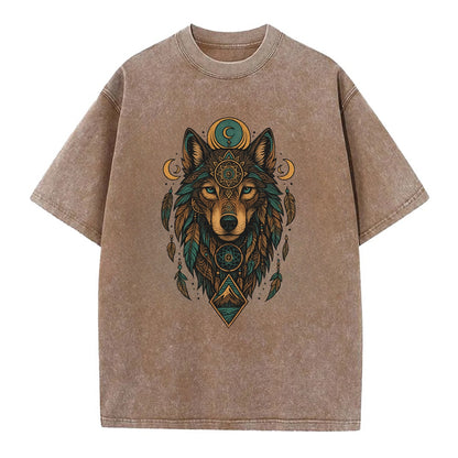 Retro 80s Wolf  - Vintage T-shirt - Brown