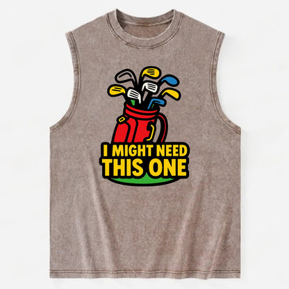 Golf bag overflowing with too many clubs - "I Might Need This One" - gear - Vintage Washed Tank - Brown