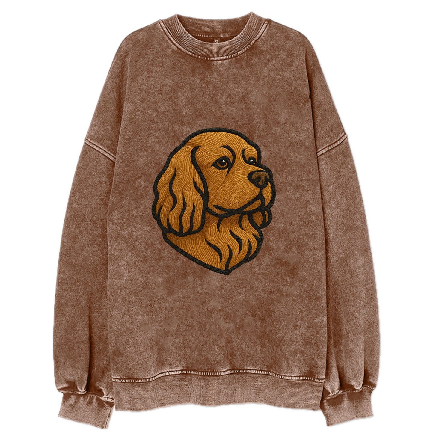 Sussex Spaniel - Golden liver embroidered low-set design - Vintage Sweatshirt - Brown